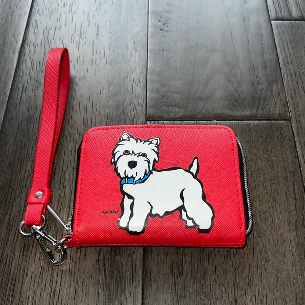 Marc Tetro Westie wristlet leather like wallet